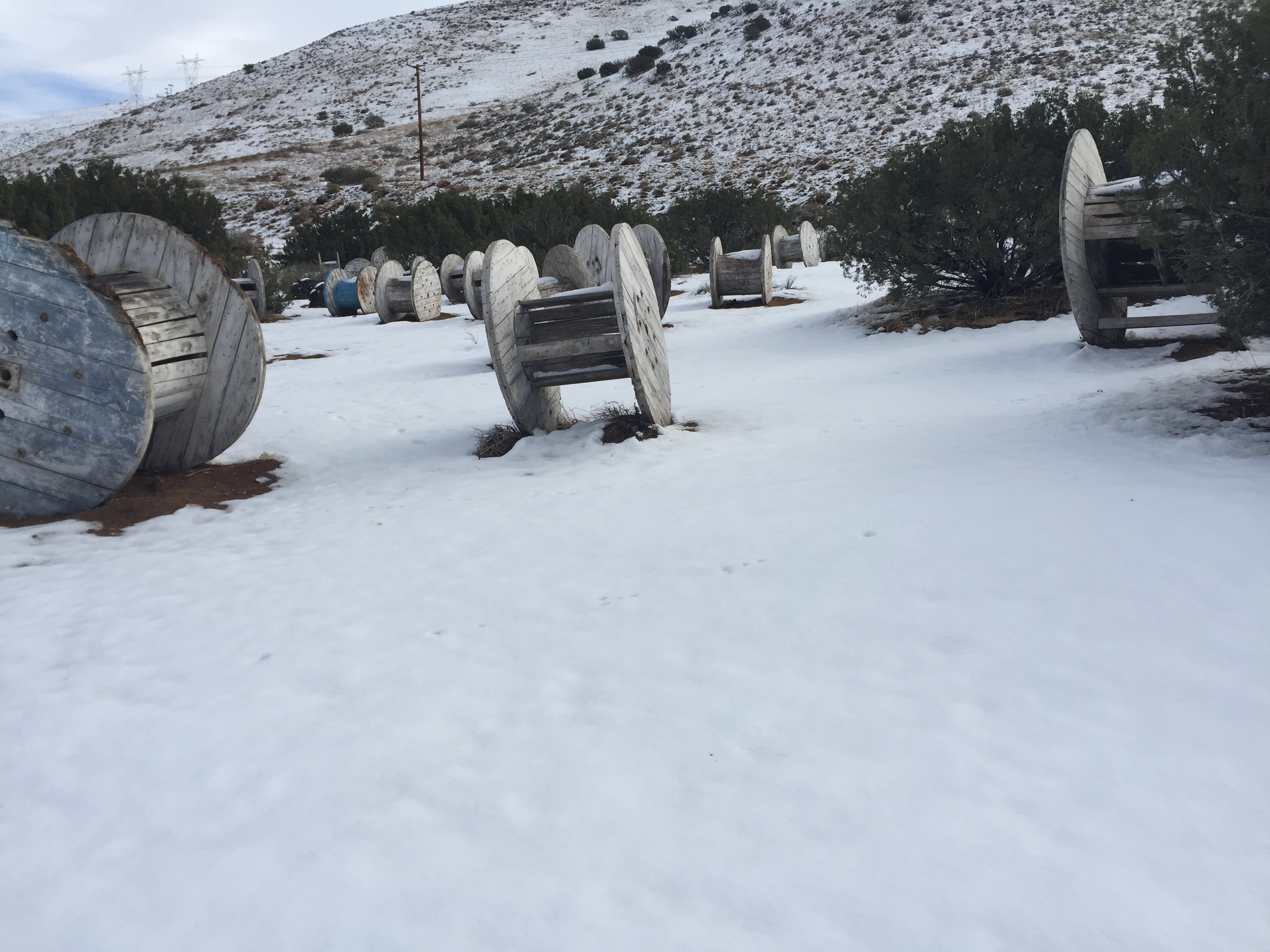 Snow on the playing fields at Paintball USA Nov. 2019